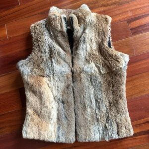 Bebe Rabbit Fur Vest in Black and Brown